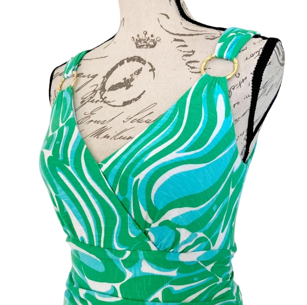 SOLD Lilly Pulitzer Villa green Finders Keepers printed flowy dress sleeveless S - Picture 6 of 11
